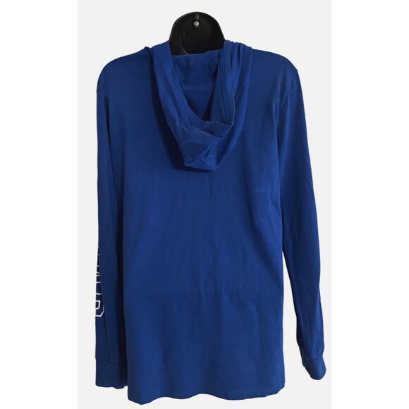 Adidas women's royal blue long sleeve hooded t-shirt size Large,  logo printed - Picture 2 of 9